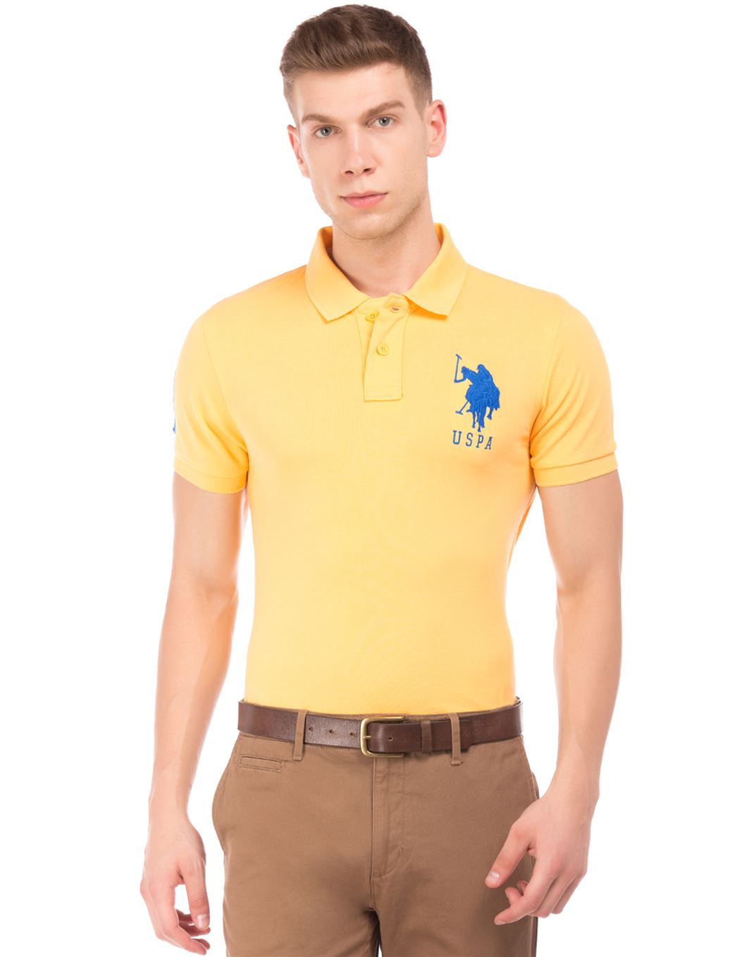 U.S. Polo Assn. Men Casual Wear Yellow T-Shirt